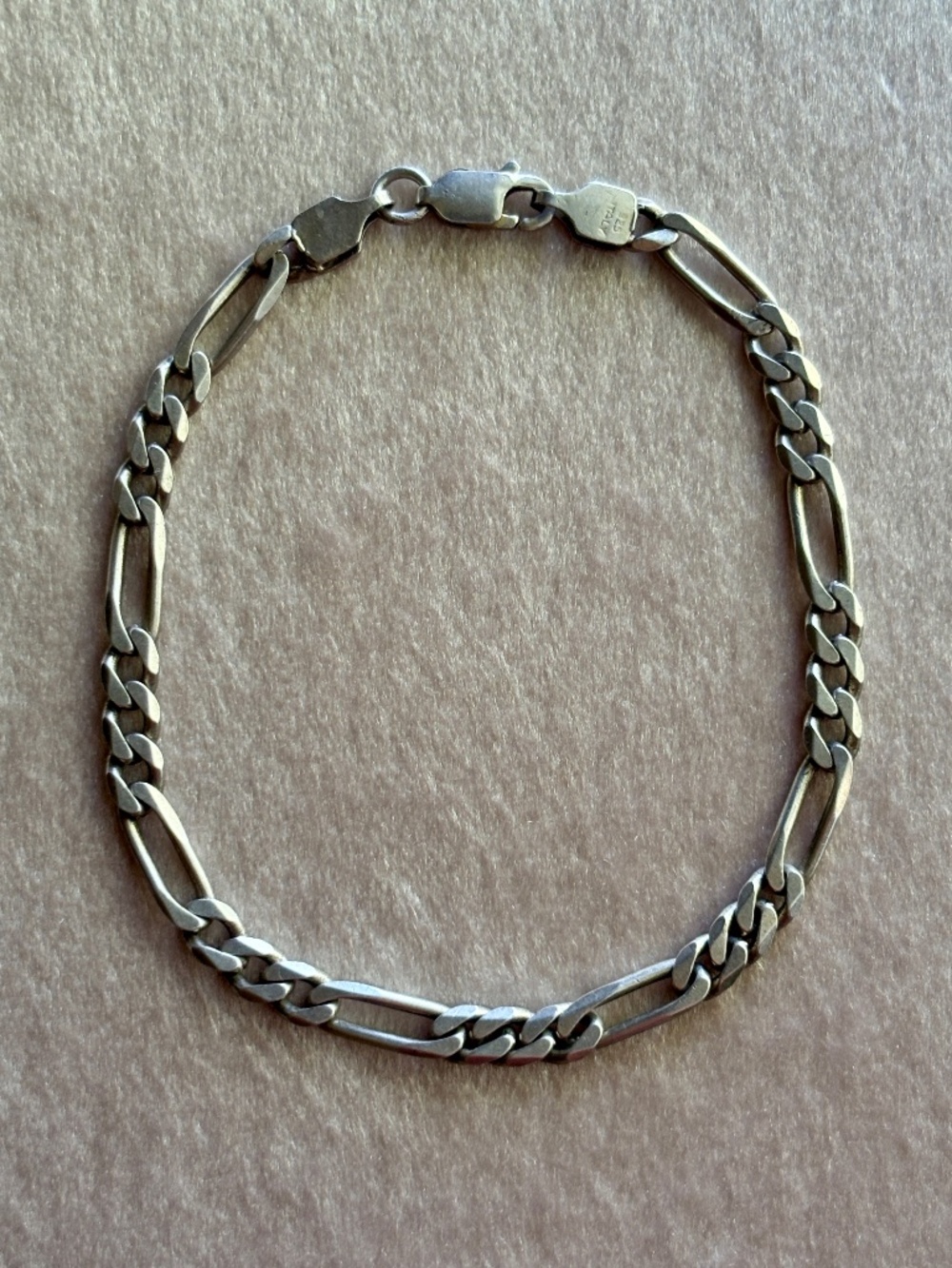 Vintage Italy 925 Sterling Silver Figaro Link Bracelet
